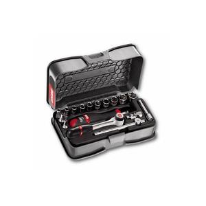 Juego de Herramientas para Reparación de Automóviles con 17 Piezas, Llave de Trinquete de 1/4'' y Vasos Hexagonales en Estuche de ABS - Product Image 1