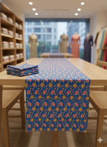 Tela Orgánica Estampada Azul al por Mayor, 100% Algodón, Transpirable, Ligera, Ecológica, con Estampado de Corazones y Patchwork Estilo Liberty - Product Image 2