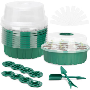 TG81372 Kit de serre miniature pop-up en plastique à 13 compartiments avec 5 éclairages supplémentaires, facilement assemblable pour la germination et la pression naturelle - Product Image 1