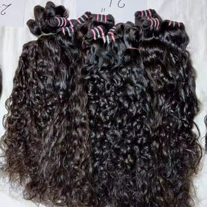 Cheveux humains vierges indiens Remy Water Wave Curly Raw Natural Jerry Hairs Genius Weft 100g JH 003 - Product Image 1