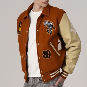 OEM personalizado de los hombres de la Universidad de la chaqueta de lana bordada parches de lana mangas de cuero béisbol Letterman estilo chaqueta - Product Image 2