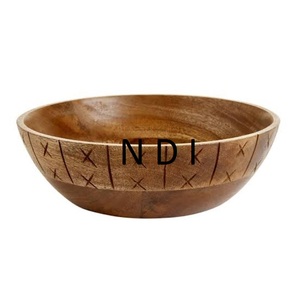 Cuenco de madera para mezclar y servir ensalada de frutas de diseño clásico, decoración de vajilla para el hogar y el Hotel, cuenco de madera rústico - Product Image 1