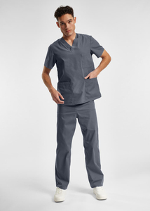 Personalizado 100% algodón elástico Todo Negro Scrubs médico enfermería uniformes conjuntos para mujeres y hombres cómodo cuidado de la salud - Product Image 4