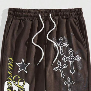 100% coton hommes joggeurs DTG imprimé polaire pantalon de survêtement léger évasé vêtements de rue pour extérieur décontracté coton lavé évasé - Product Image 3