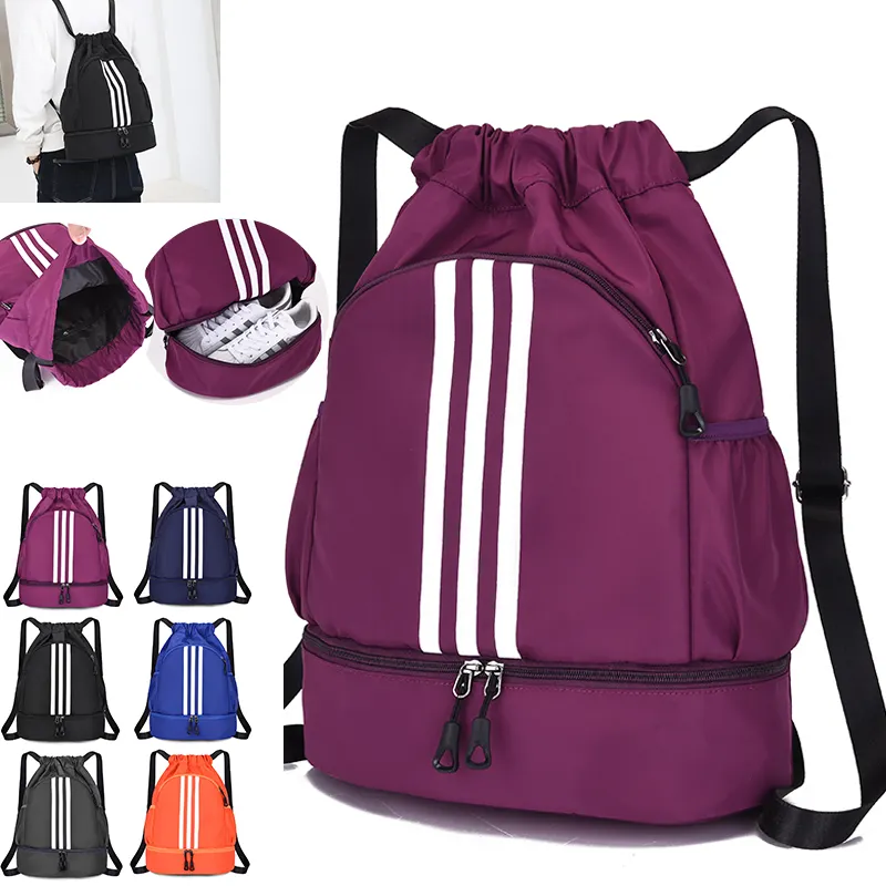 Promoción Custom Sport Gym Sack 420D Poliéster Cordón Mochila Bolsa de regalo