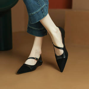 Designer Women's Pumps Low Heels Sandals Rubber Bottom Black Brown Flock Stilettos Party <b>Summer</b> Autumn Insole Pu <b>Shoes</b> <b>Ladies</b> - Product Image 1