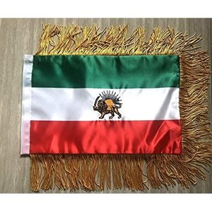 Drapeau de table Iran ancien - Ancien drapeau de bureau iranien, drapeau de Perse 20x30 cm - Drapeau de table en satin double face avec mât - Couleurs vives - Product Image 2