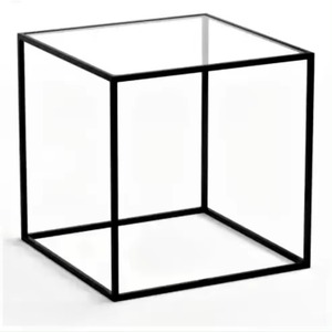 Table basse carrée de luxe moderne nordique en verre trempé avec pieds en fer doré pour meubles de maison de salon - Product Image 1