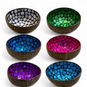 Bol en coque de noix de coco avec incrustation de nacre, motif et finition personnalisés en gros, Vietnam - Product Image 1