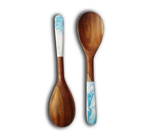 CUILLÈRE EN BOIS D'ACACIA Cuillère de cuisine à manche blanc 1 ensemble d'outils de cuisine en bois de manguier d'acacia naturel fabriqué en Inde - Product Image 5