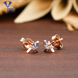 0,09 TDW redondo corte brillante diamante pendiente 18K oro rosa Labgrown diamante Hpht/Cvd diamante joyería - Product Image 2