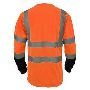 High Vis Heavy-duty ANSI Class 3 Reflective Safety Workwear Winter <b>T</b>-<b>shirts</b> LED <b>Flash</b> Waterproof Polyester Long/Short Sleeves - Product Image 5