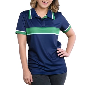 Polo de sport respirant de haute qualité pour femme, collection été 2026, coupe ajustée, manches courtes, patchwork, pour le tennis - Product Image 1