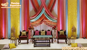 Sangeet & mdhndi-Decoración de Escenario nocturno, escenario colorido clásico, para noche, boda india - Product Image 3