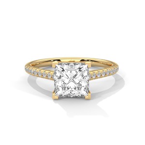 2.0ct Princess Cut CZ Solitaire <b>Ring</b> with Pave <b>Set</b> Band 925 Sterling Silver Engagement <b>Wedding</b> Band Bridal Jewelry <b>Women</b> <b>Ring</b> - Product Image 2