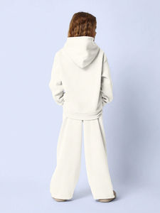 Custom Logo Printed Kids Flared Stacked Two Piece 100% Cotton Tracksuit Boys Warm Winter Outfits Unisex Jogging <b>Hoodie</b> Matching - Product Image 4