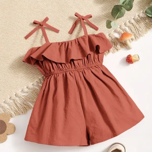 Último y moderno hermoso diseño de vestido mameluco de tela de algodón para niña sin manga @ 2024 - Product Image 1