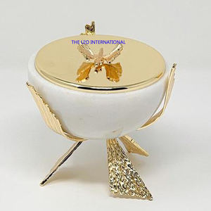 Lot de 2 bols décoratifs à texture martelée en forme de branche d'arbre plaqué or, acier inoxydable, laiton et métal - Product Image 5