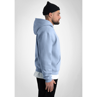 Sweat-shirt à capuche bleu clair pour homme, fermeture éclair intégrale, logo personnalisé, coupe oversize, style Trackstar, avec poche kangourou, OEM, marque privée