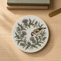 Sous-verre rond en céramique vintage personnalisé avec motif Robin Holly, pour la table, la cuisine, la décoration de la maison, idéal pour les fêtes