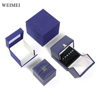 WEIMEI bleu luxe Pu Faux cuir boîtes à bijoux pour la vente en gros bleu gris bague collier boucle d'oreille Bracelet ensemble boîtes à bijoux