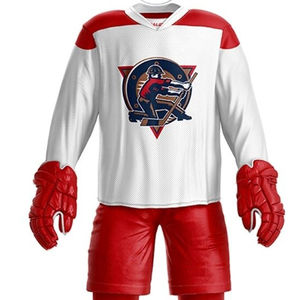 Personalizado sublimado transpirable de secado rápido Pro Lace Neck Tackle Twill Ice Hockey Jerseys Fast Turnaround Sets Servicio OEM - Product Image 4