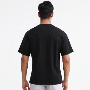 เสื้อยืดสตรีทแวร์ของผู้ชายเสื้อยืดผ้าฝ้าย100% เปล่าเสื้อยืดโอเวอร์ไซส์เปิดไหล่ตกโลโก้ตามสั่ง - Product Image 3