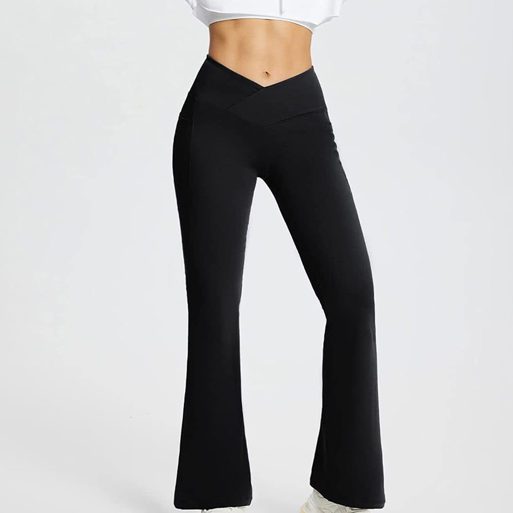 Fashion V-Cut Yoga Flared Pants Women's Casual Fitness Flared Pants Sports Wide-leg Yoga Pants for Women