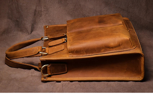 Classic Genuine Leather Laptop Messenger Protective Durable Large Capacity Shoulder <b>Bag</b> for Work Zipper Closure - Product Image 3