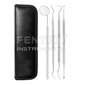 Kit de higiene dental de acero inoxidable de 4 piezas Juego de cuidado bucal manual con instrumentos y herramientas quirúrgicas dentales esenciales - Product Image 1