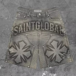 Camiseta de verano de dos piezas de punto transpirable con estampado DTG con logotipo personalizado, conjunto de chaleco informal de talla grande con tejido de rizo estilo Hip Hop - Product Image 4