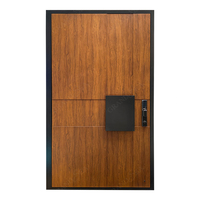 Porte d'entrée en aluminium coulé de luxe Grandsea, grain de bois, portes de sécurité en aluminium, taille et couleur personnalisées pour l'extérieur de la maison