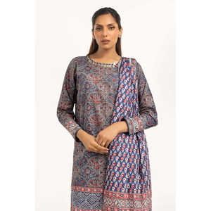 ชุดสูทผ้าลอนพิมพ์ลายสีเทาสำหรับผู้หญิง 3 ชิ้น - Product Image 3