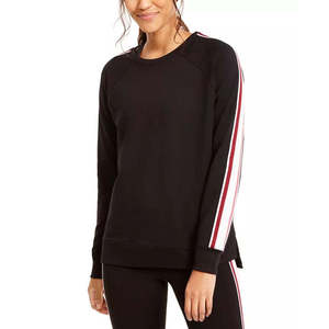 Felpa con Cappuccio Ideology da Donna in Spugna Francese a Righe, Traspirante, Nera, con Ricami Tecnici, Disponibile in Taglia XS - Product Image 1