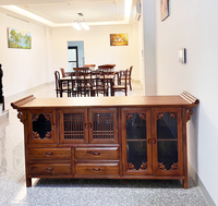 Armoire d'entrée latérale en teck courbé, design chinois traditionnel délicat, antique et durable, 6,3 pieds, pour salon et entrée