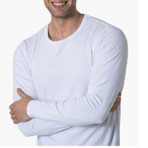 T-shirt col rond à manches longues, style streetwear, respirant, en coton lourd du Bangladesh, design uni - Product Image 1