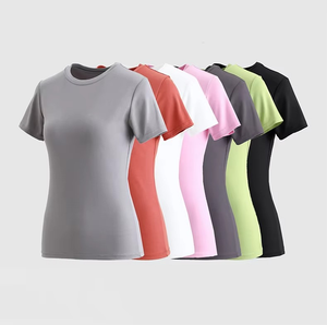 T-shirt pour femme à manches courtes, matière respirante, été, femme, tendance, coupe ajustée, col rond, tissu en coton, t-shirt personnalisé - Product Image 5