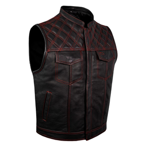 Gilet en cuir pour homme, hiver, boutonné, écologique, coupe-vent, respirant, commande en gros, prix d'usine - Product Image 3