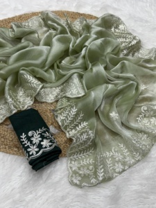 Bollywood Design Jimichu Burburry With Gota Patti <b>Ribbon</b> Work Saree Manufacturer And Supplier From Surat At Lowest Rate - Product Image 4