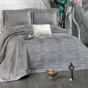 Ensemble de couvre-lit Guzide ALINA 4 pièces, 100% chenille rayée, moderne, lavable, taille King, pour usage domestique, fabriqué en Turquie - Product Image 1