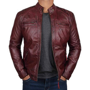 Veste en cuir slim pour homme, best-seller, hiver, anti-bactérienne, design personnalisable, fermeture éclair de haute qualité, pour l'extérieur - Product Image 1