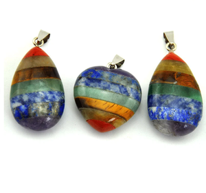 Gran oferta de la mejor calidad, colgante de corazón hinchado de Chakra Natural a granel con 7 Cristales, colgantes naturales para la fabricación de joyas - Product Image 1