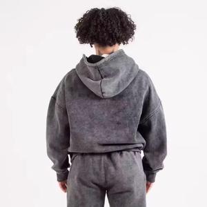 Ensemble survêtement homme en coton 100% personnalisé, délavé à l'acide, respirant, imprimé, pantalon de survêtement et sweat-shirt léger, taille personnalisée, hiver - Product Image 4