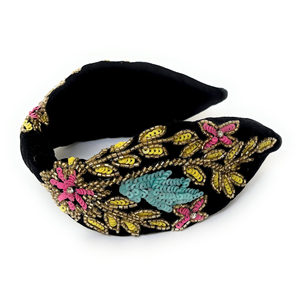 One Size Beaded Headband for <b>Women</b> Hand Embroidered Embellished Hair Accessory <b>Top</b> Knot Style - Product Image 6