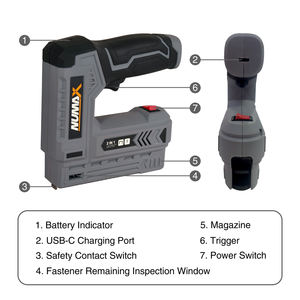 Clavadora Neumática Inalámbrica Numax y Grapadora para Tapicería, Pistola de Clavos y Grapas Inalámbrica para Bricolaje y Uso Doméstico - Product Image 6