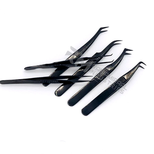 Pince à épiler pour extensions de cils RMI Wholesale, entièrement noire, nouveau design Plasma, poignée anti-magnétique, 12 cm, lot de 6 pièces, logo personnalisé, durable - Product Image 5