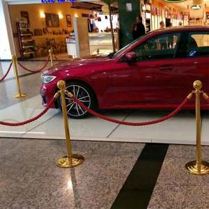 Protocol Barrier Hooked <b>Braid</b> <b>Cord</b> in Gold Durable Metal and Plastic Bollard for Airport & Roadway Applications - Product Image 2