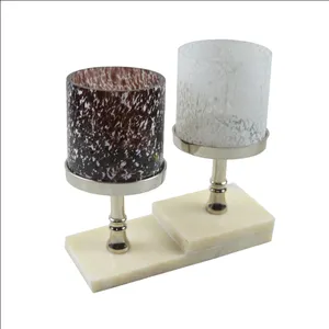 Fresh Arrival Trendy Candle Holder Metal With Glass Marble Base Candle Holder Creative Design World-Class Quality Made in India