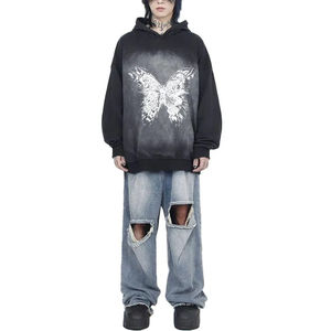 Vente directe d'usine Polyester 100% coton polaire épaisseur en détresse lavé à capuche - Product Image 3