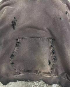 Sweat à capuche surdimensionné unisexe 100% coton personnalisé Vintage délavé à l'acide en éponge française délavé au soleil pour hommes - Product Image 5